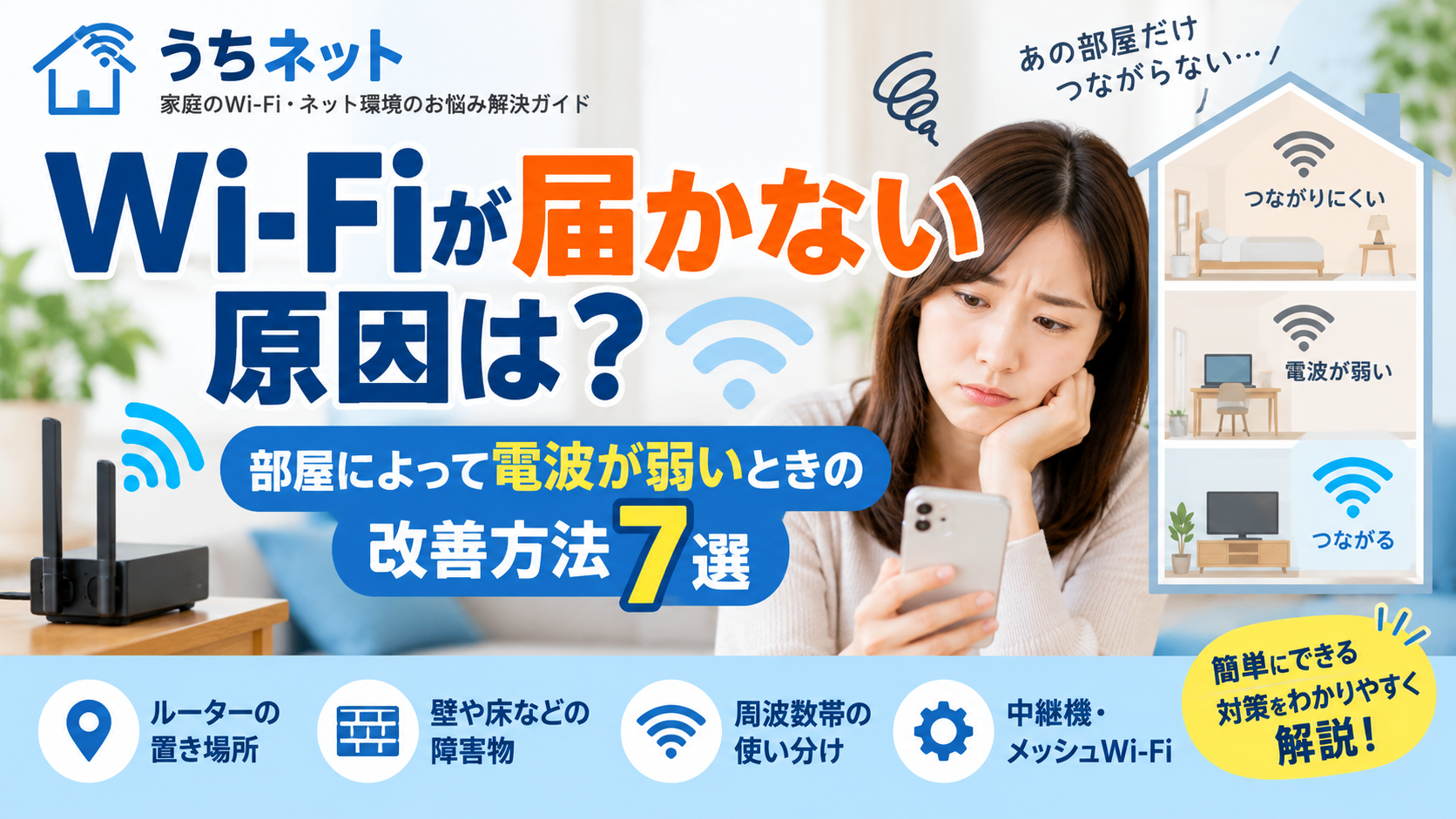 Wi-Fiが届かない原因と電波が弱い部屋での改善方法