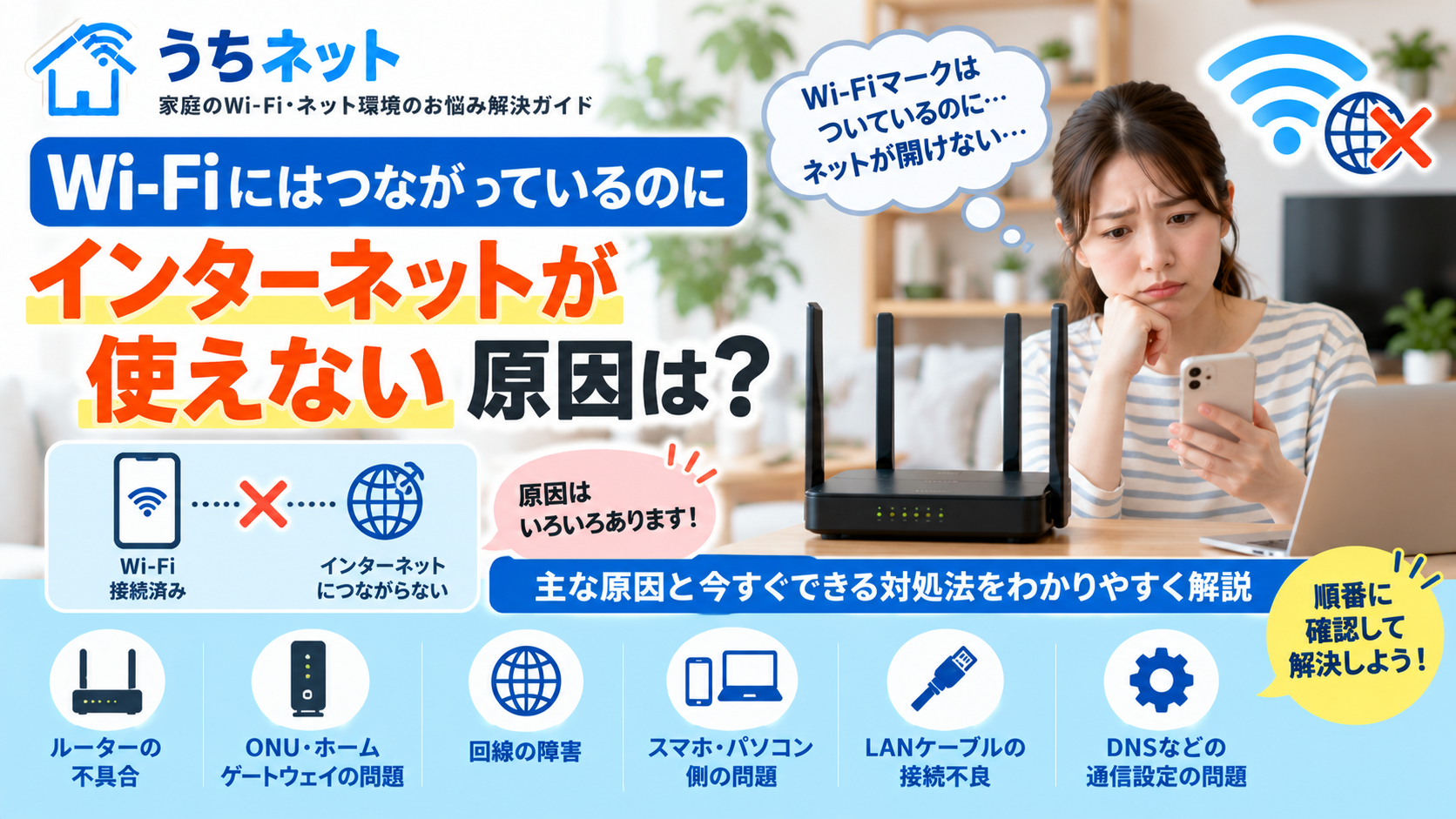 インターネットが繋がらない原因は？